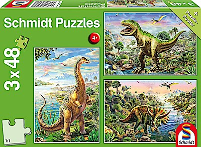 Puzzle - Abenteuer mit den Dinosauriern (3x48 Teile)
