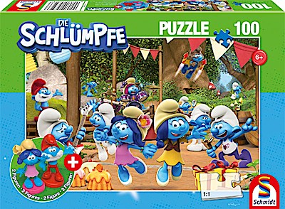 Verschlumpfte Party, 100 Teile, mit Add-on (2 Figuren)
