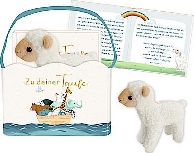 Geschenkset Buch und Lamm - Zu deiner Taufe