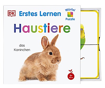 Erstes Lernen Würfelpuzzle. Haustiere