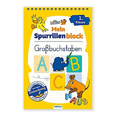 Die Maus - Mein Spurrillenblock Großbuchstaben Übungsbuch